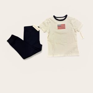 NWT-  Janie and Jack American Flag Tee and Navy Joggers